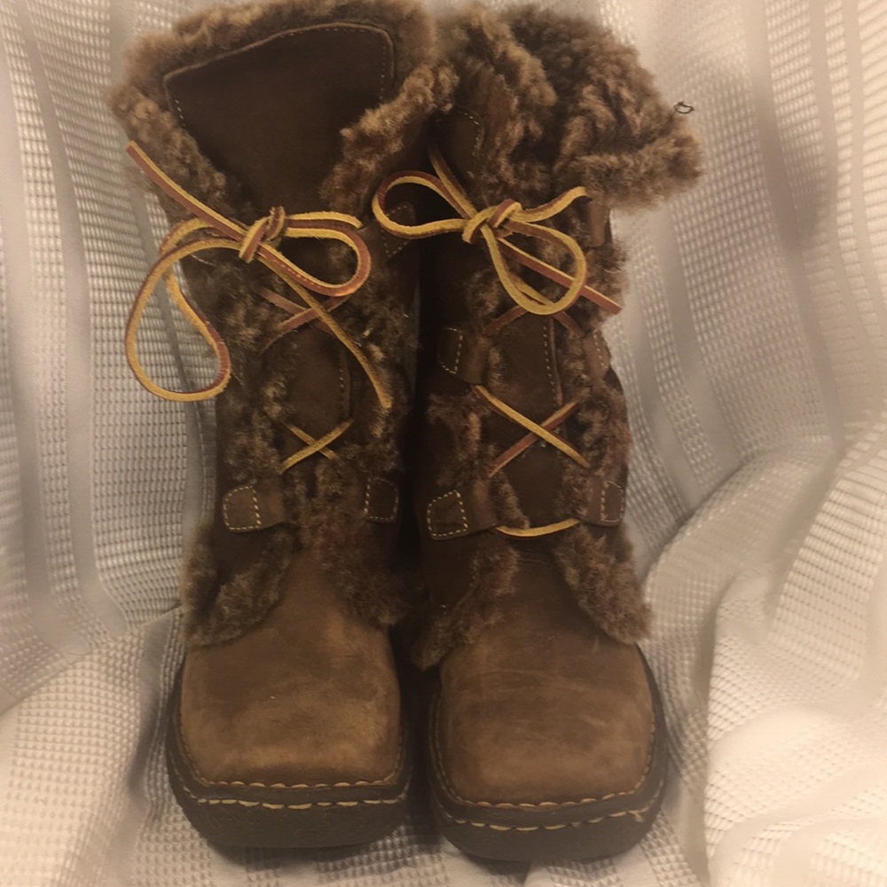 Born leather/shearling lining tieup boots
